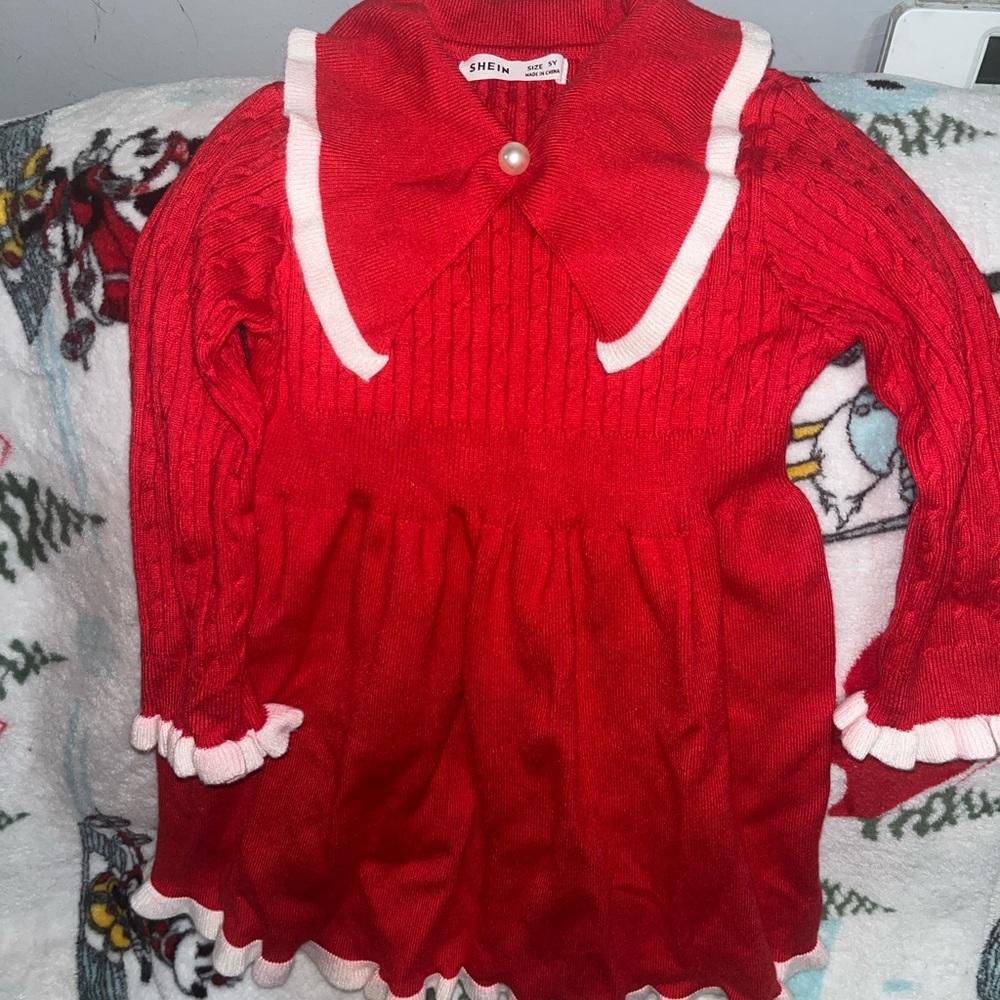 SHEIN Red Dress with White Accents